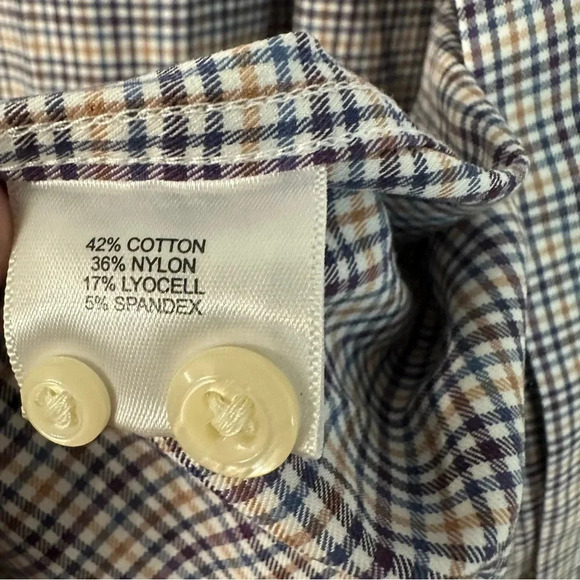 Peter Millar Men’s Long Sleeve Blue Plaid Button Down Shirt w/ Pocket Sz XXL GUC - Picture 4 of 8